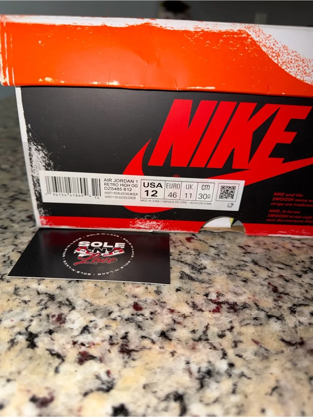 Size 12 Jordan 1 Retro High Chicago Lost & Found SKU DZ5485-612 DS Damaged Box